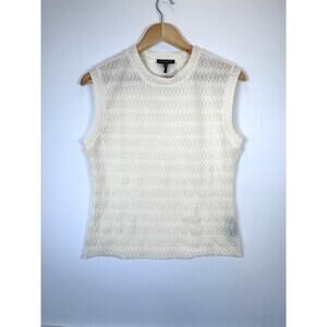 Rag & Bone Womens Cream Open Knit Sleeveless Sheer Tank Size M